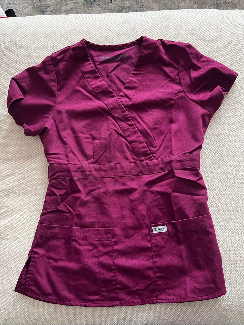 Grey's Anatomy Women's Wrap V-Neck Tunic in Plum/Berry